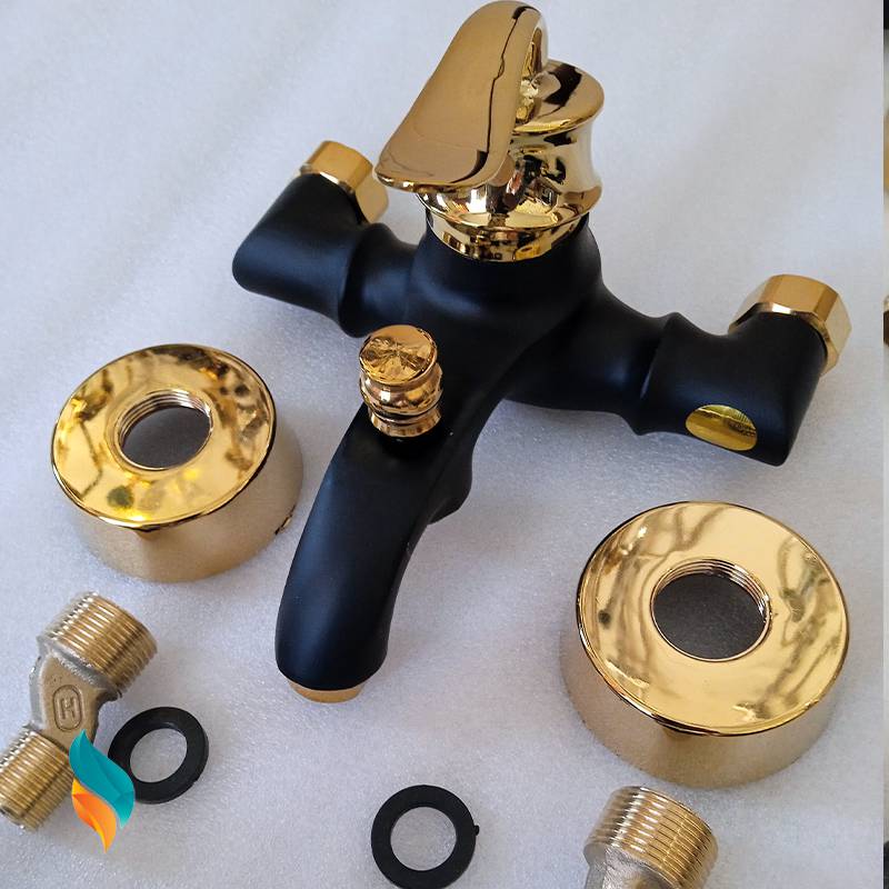 شیر حمام اندیکا مدل بامبو مشکی طلایی