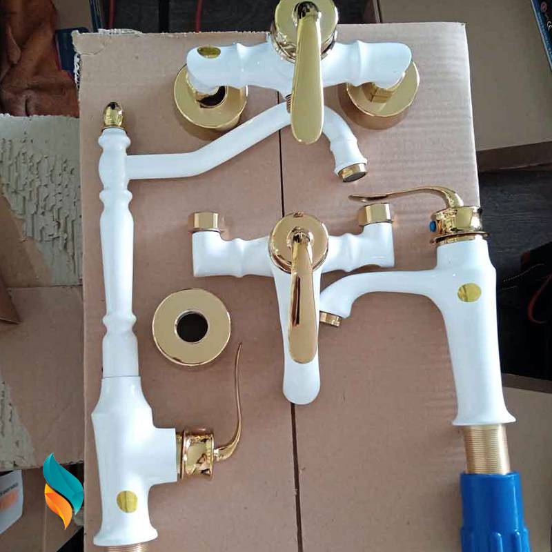 ست شیرآلات اندیکا مدل بامبو سفید طلایی