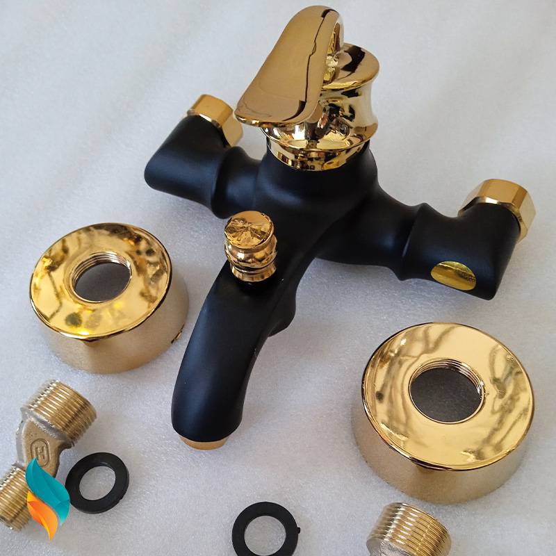 ست شیرآلات اندیکا مدل بامبو مشکی طلایی