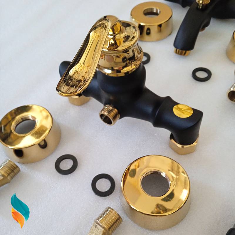 ست شیرآلات اندیکا مدل بامبو مشکی طلایی