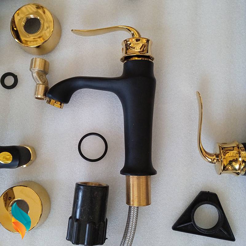 ست شیرآلات اندیکا مدل بامبو مشکی طلایی