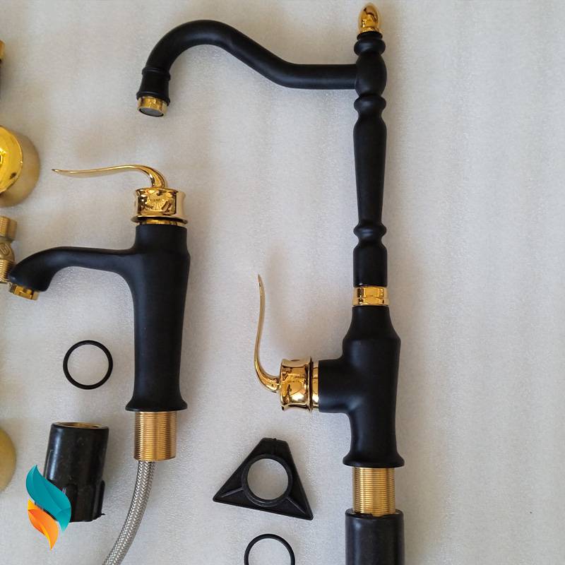 ست شیرآلات اندیکا مدل بامبو مشکی طلایی