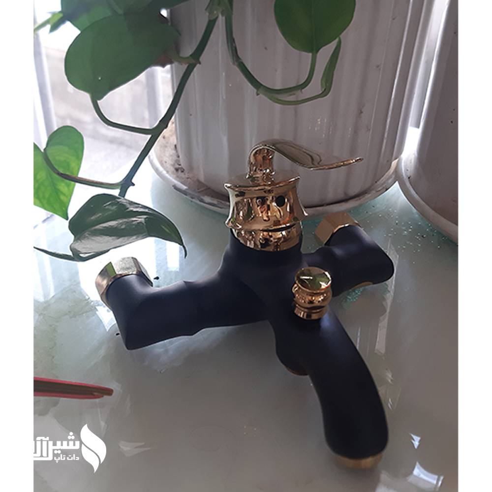 شیر حمام اندیکا مدل بامبو مشکی طلایی