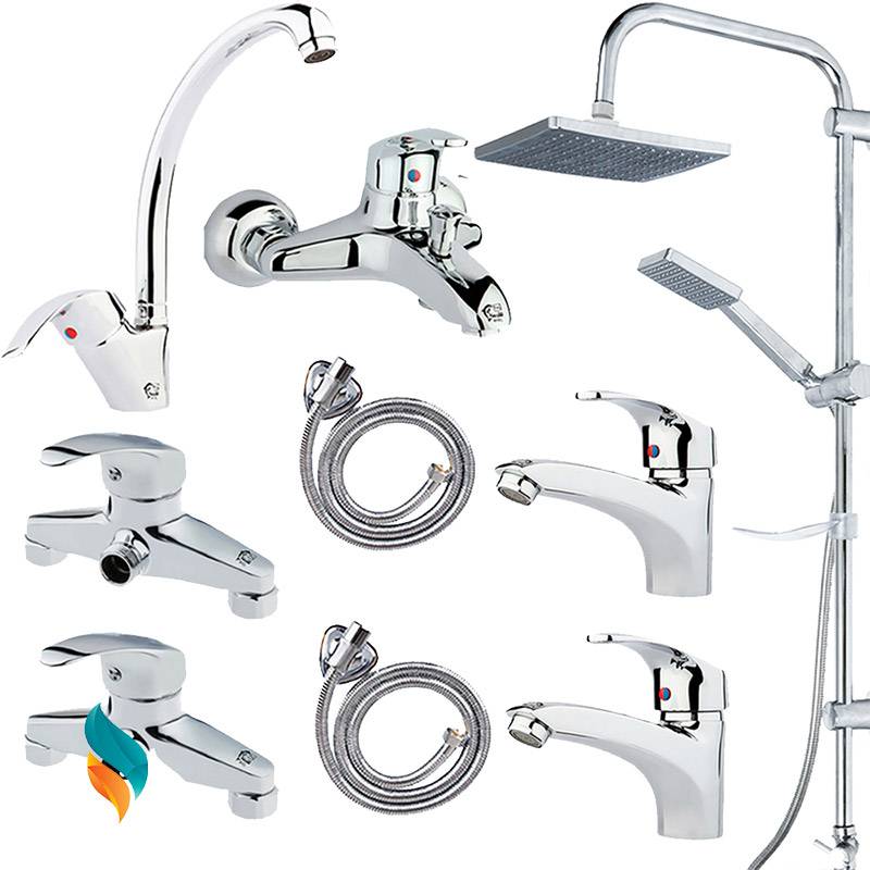 ست شیرآلات 9 عددی اندیکا مدل پانیز کروم با علم رسوبگیر