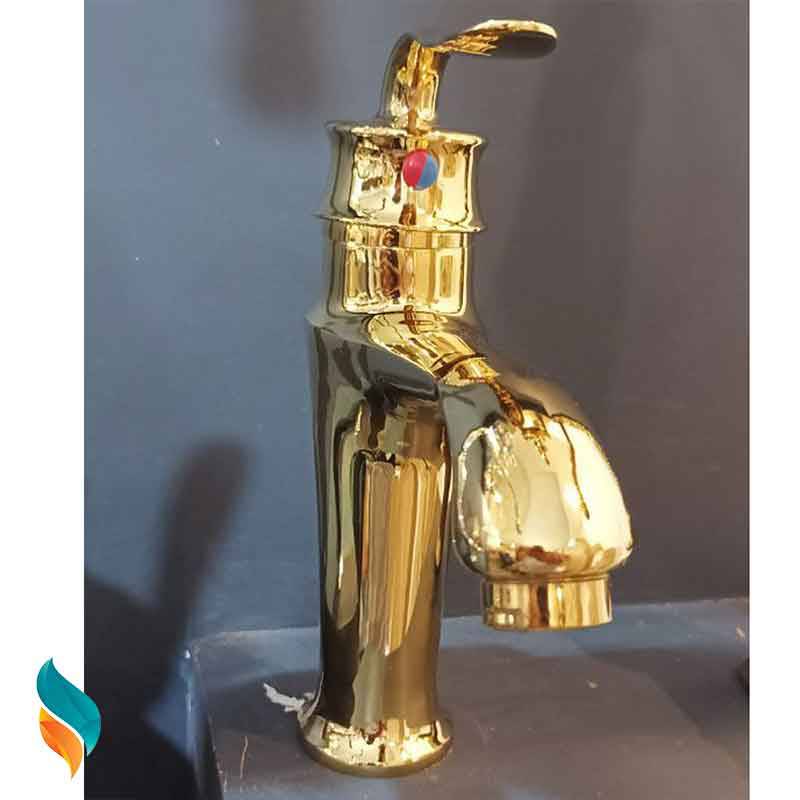 ست شیرآلات 9 عددی اندیکا مدل بامبو طلایی همراه با روشویی و آفتابه اضافه با علم رسوبگیر اتومات