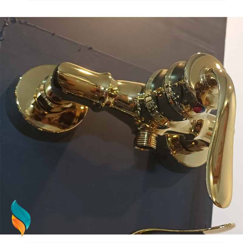 ست شیرآلات 9 عددی اندیکا مدل بامبو طلایی همراه با روشویی و آفتابه اضافه با علم رسوبگیر اتومات