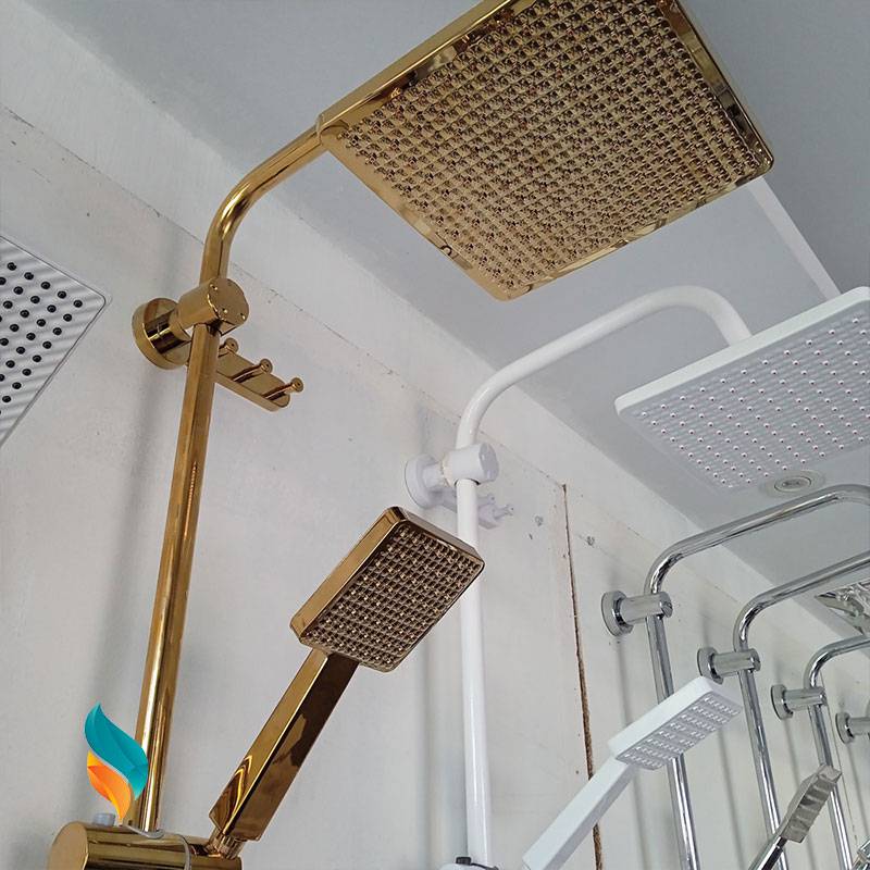 ست شیرآلات 9 عددی اندیکا مدل بامبو طلایی همراه با روشویی و آفتابه اضافه با علم رسوبگیر اتومات