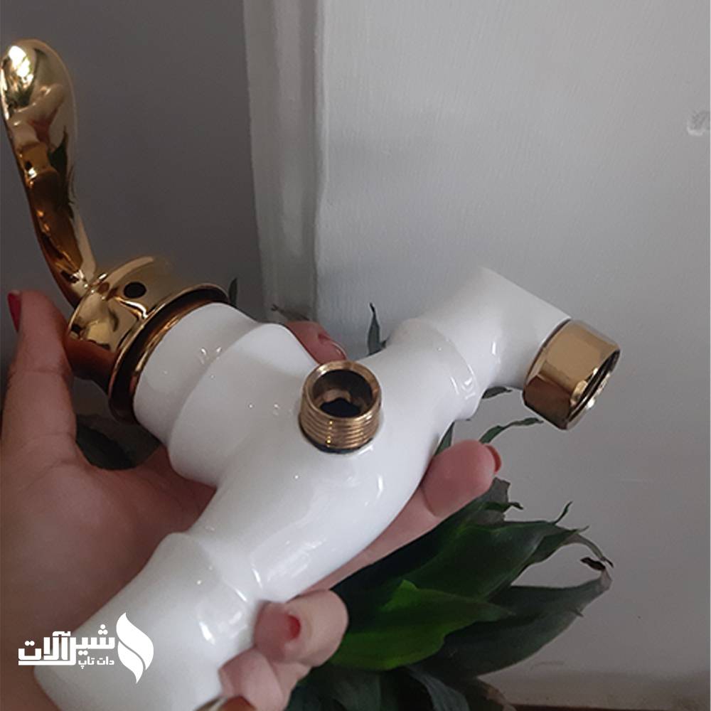 شیر توالت اندیکا مدل بامبو سفید طلایی