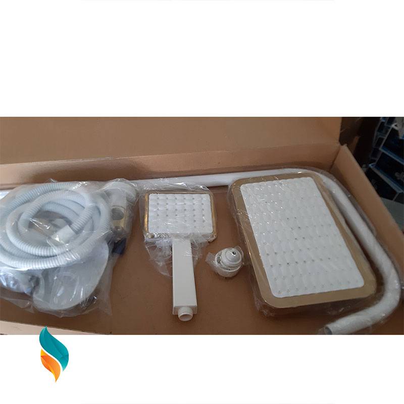 ست شیرآلات 9 عددی اندیکا مدل لاله سفید طلایی همراه با روشویی و آفتابه اضافه با علم لاوان