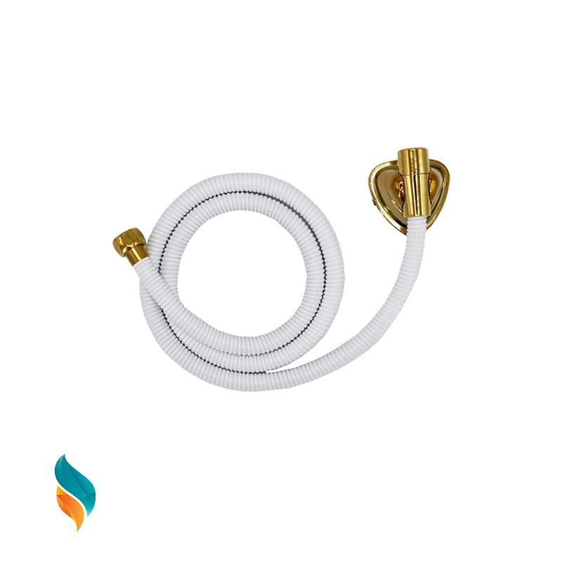 ست شیرآلات 5 عددی اندیکا مدل بامبو سفید طلایی همراه با شلنگ