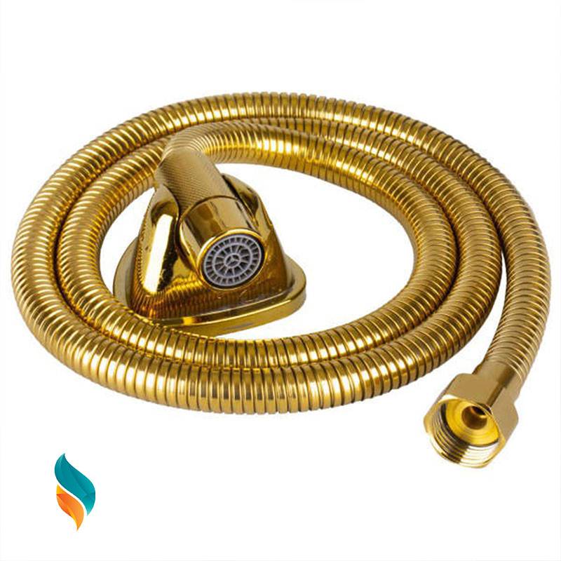 ست شیرآلات 9 عددی اندیکا مدل لاله سفید طلایی همراه با روشویی و آفتابه اضافه با علم لاوان