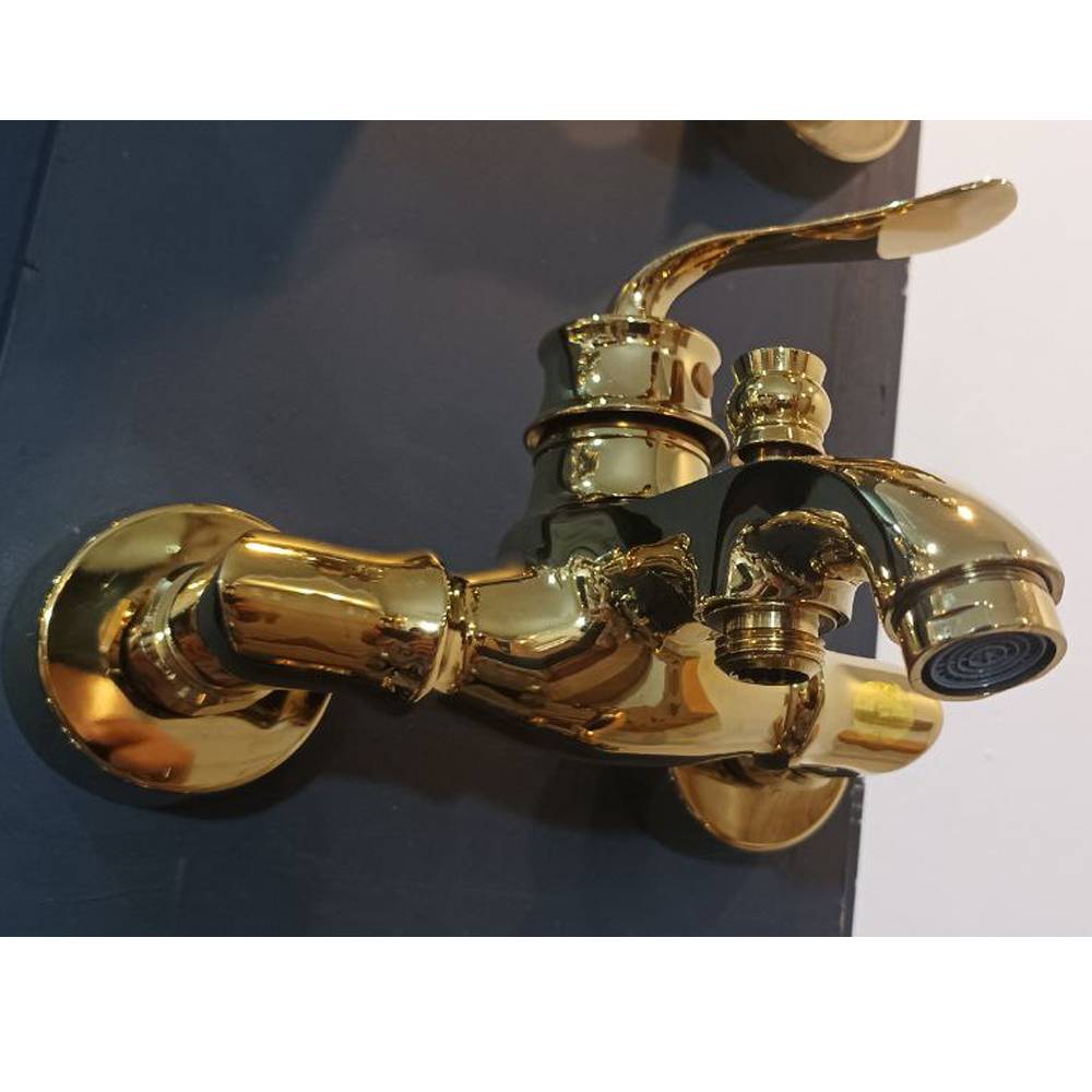 ست شیرالات اندیکا مدل بامبو طلایی با علم دوش رسوب گیر دکمه ای