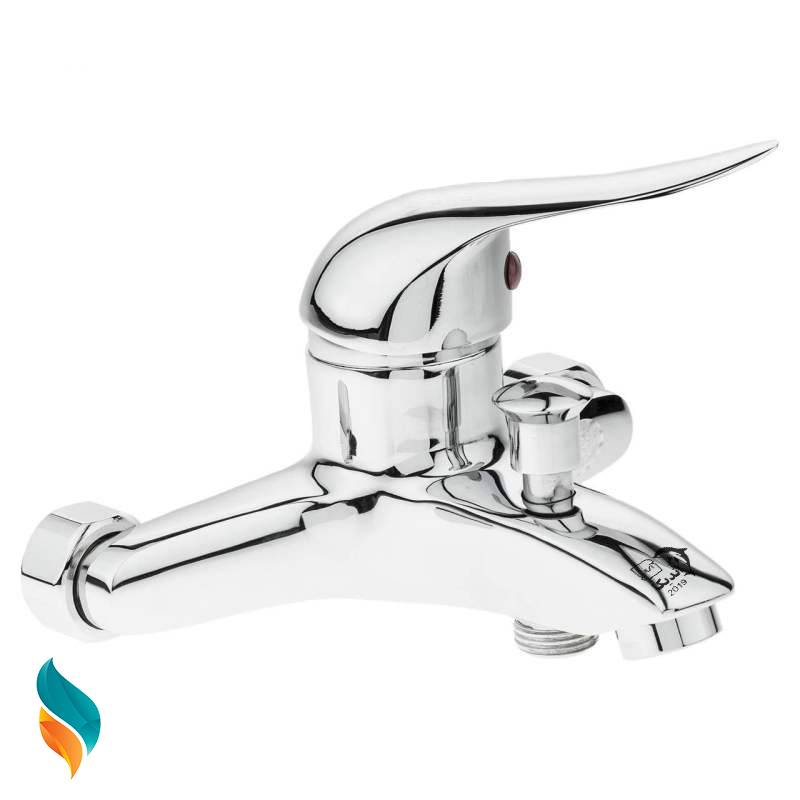 ست 7 عددی شیرالات سرویس بهداشتی و حمام اندیکا مدل اردکی با علم دوش رسوب گیر دکمه ای